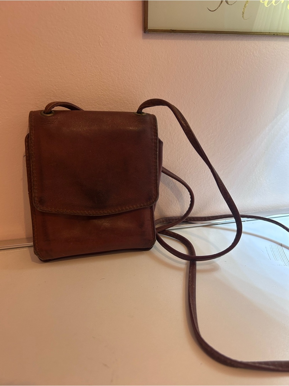 Vintage Derek Alexander Brown Leather Crossbody Organizer Wallet Bag 🇨🇦 Canadian